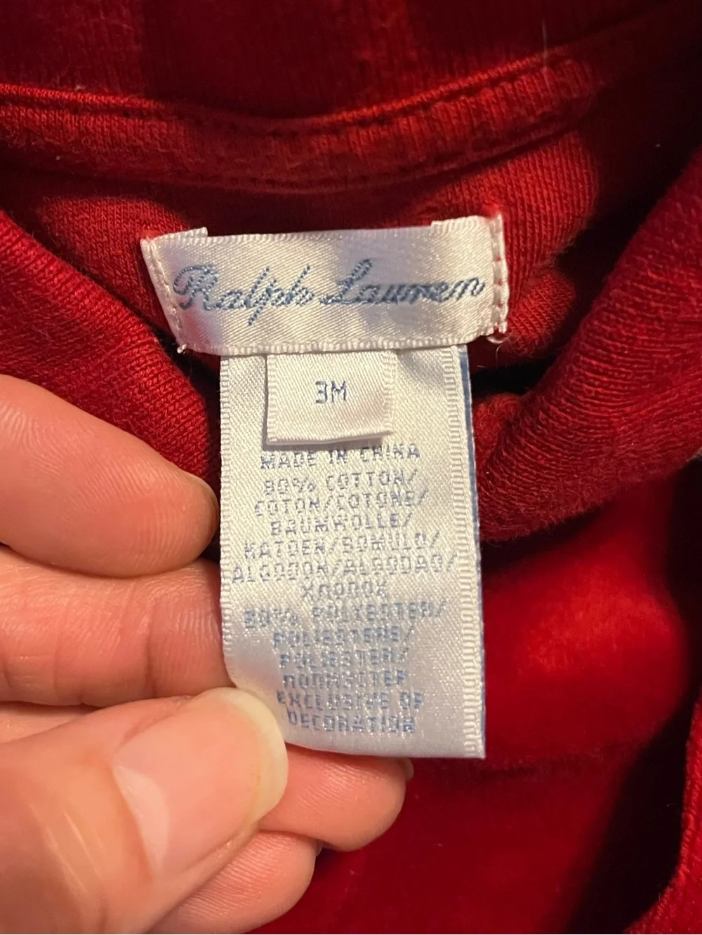Ralph Lauren Baby Red Velour Footed Sleeper 3M Polo One Piece